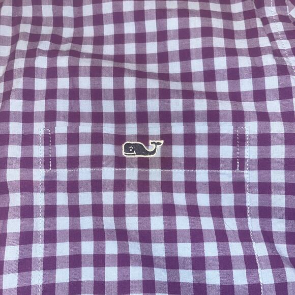 Vineyard Vines Slim Fit Tucker Button Down Mens Medium Purple Blue Check Whale - Picture 3 of 5